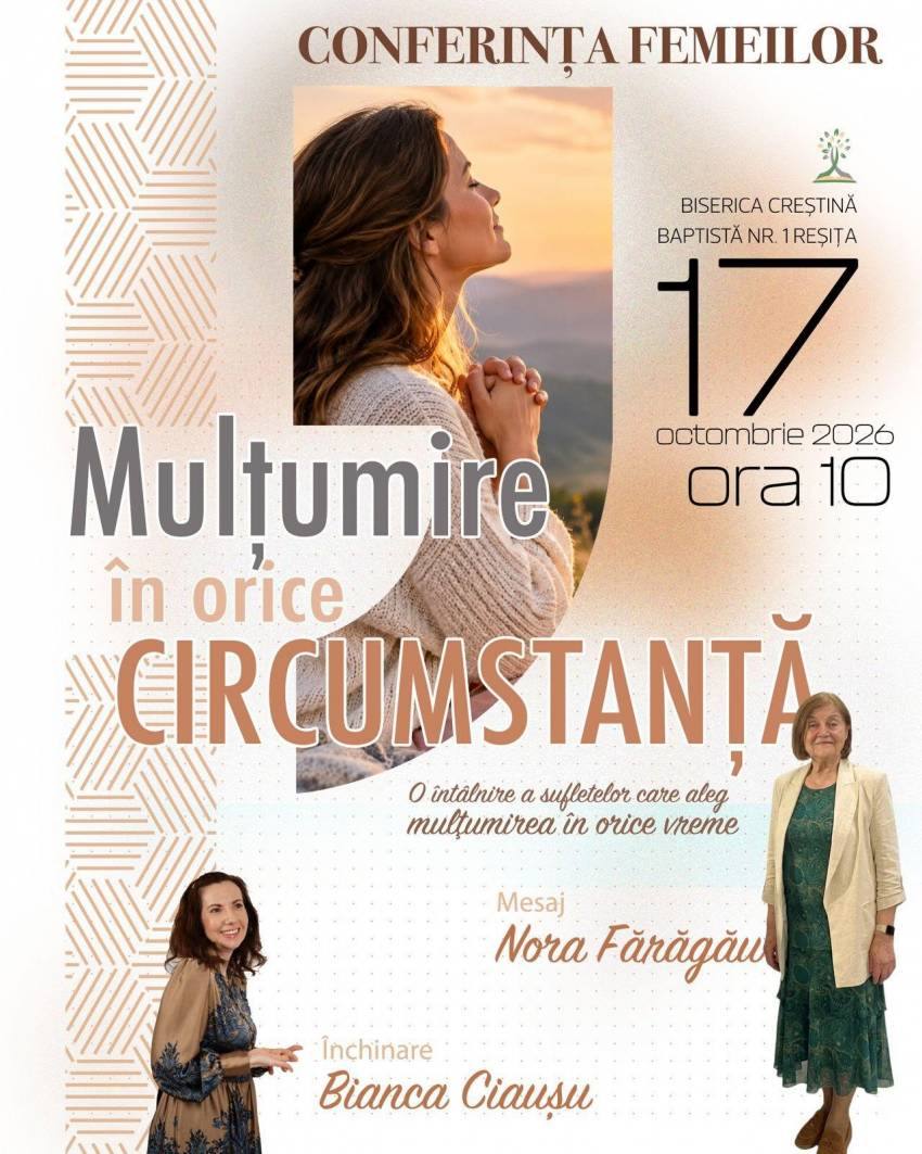Conferință cu Nora Fărăgău la Biserica Baptistă nr.1 Reșița