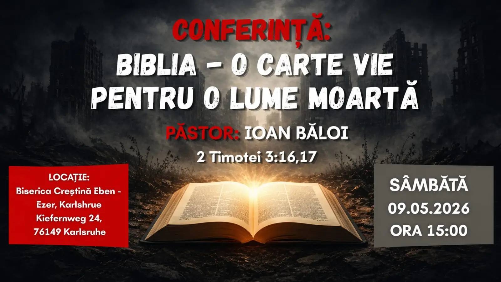 Conferință: Biblia – o carte vie pentru o lume moartă